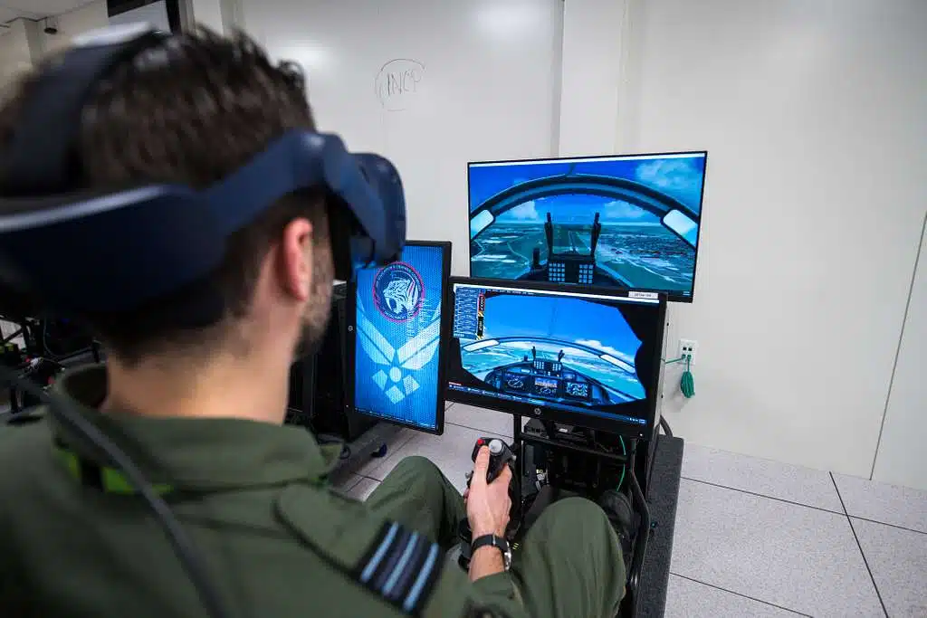 student pilots train on a virtual reality